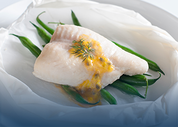 PANGASIUS PORTION WITH PASSION FRUIT SAUCE