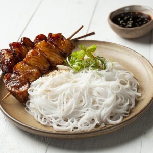 Rice Vermicelli with Panga Teriyaki Bun gao ca tra xot teriyaki scaled